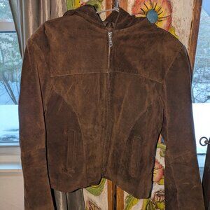 Brown Suede Jacket with hood